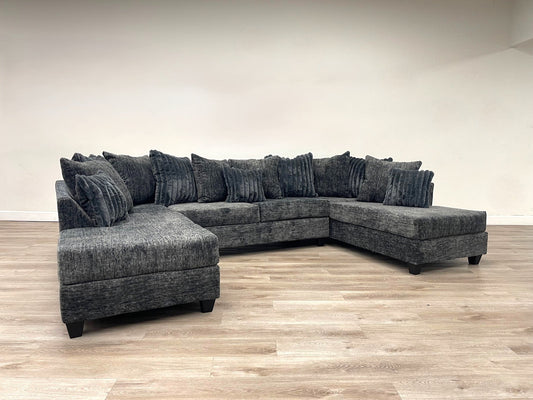 411 Charcoal - Double Chaise Sectional