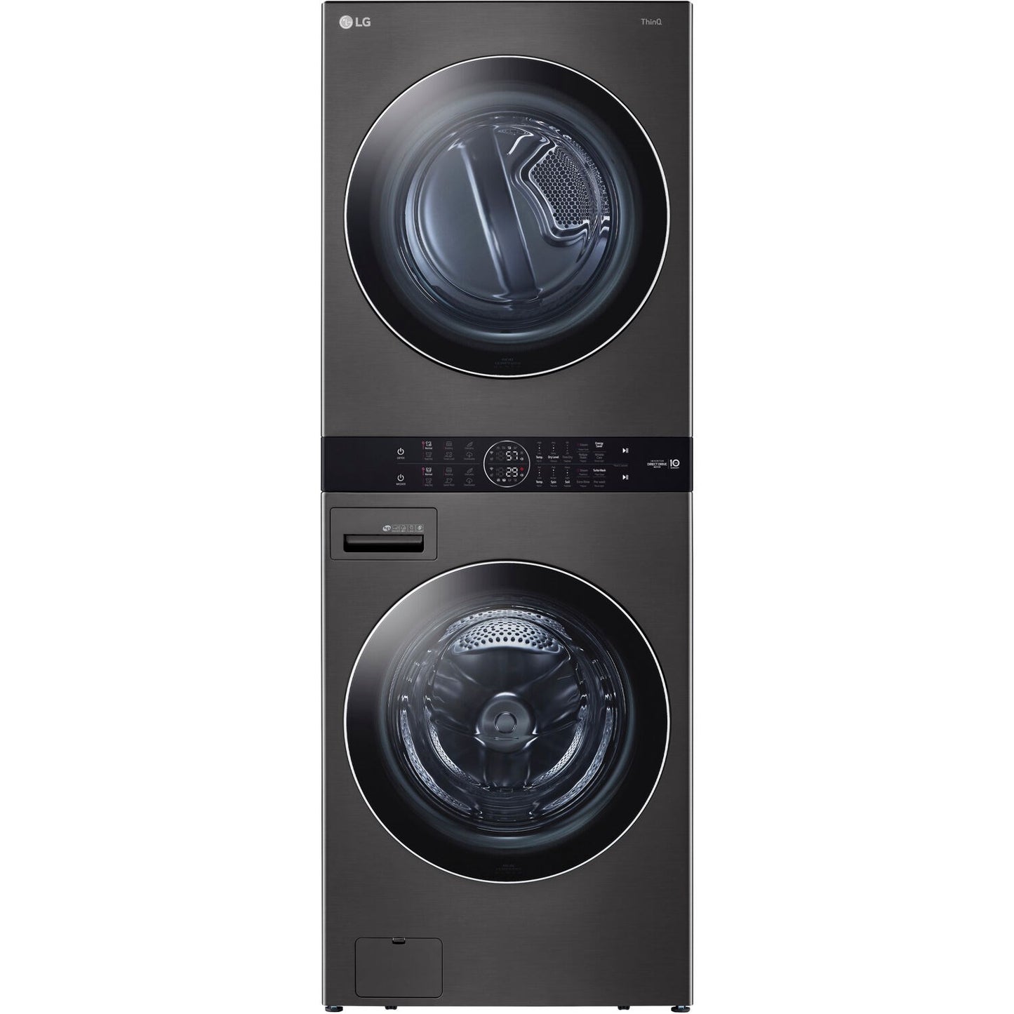 LG/WKEX200HBA - 4.5 CF / 7.4 CF Electric Washtower with Center Control - Black Steel