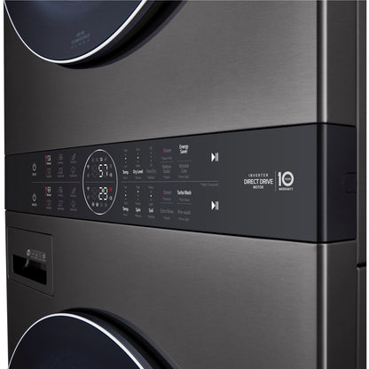 LG/WKEX200HBA - 4.5 CF / 7.4 CF Electric Washtower with Center Control - Black Steel