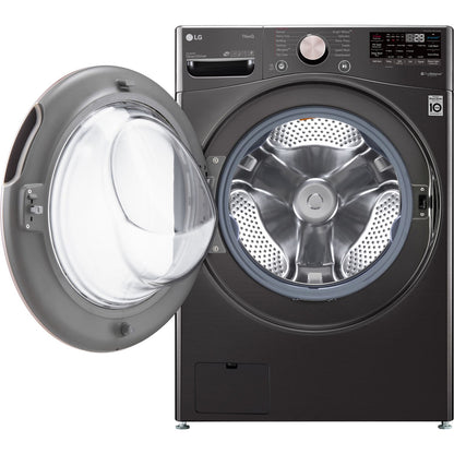 LG/WM4000HBA 4.5 CF Ultra Large Capacity FL Washer w/ AIDD, Turbowash, Steam, Wi-Fi - Black Steel