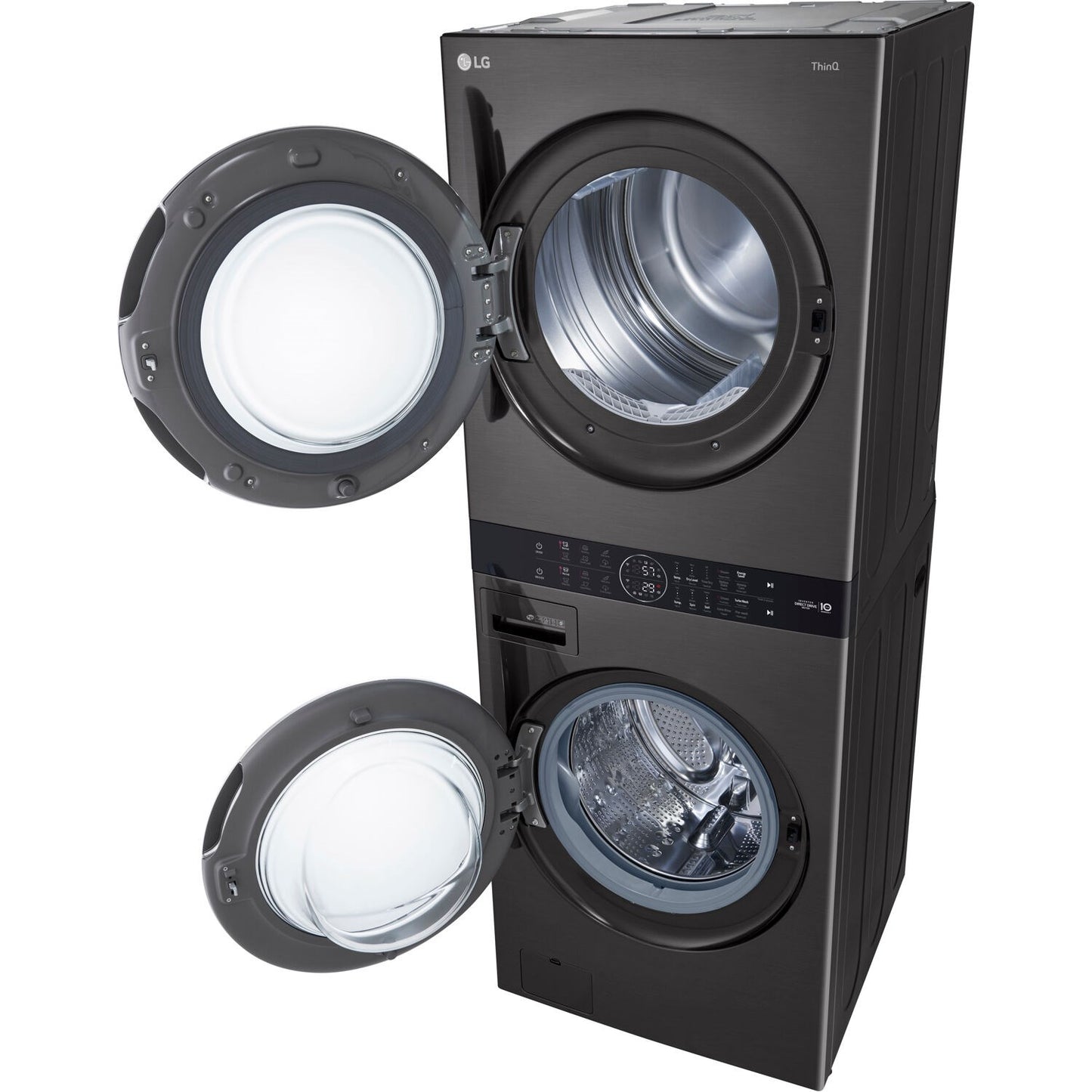 LG/WKEX200HBA 4.5 CF / 7.4 CF Electric Washtower with Center Control - Black Steel