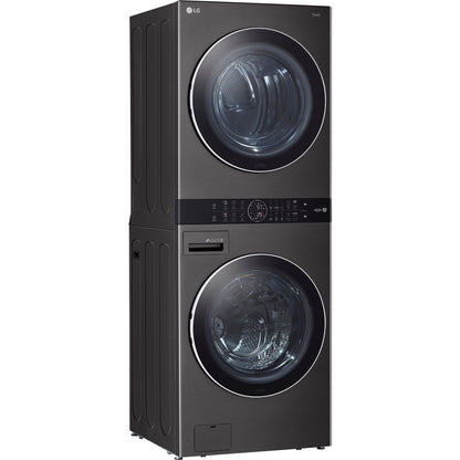 LG/WKEX200HBA - 4.5 CF / 7.4 CF Electric Washtower with Center Control - Black Steel