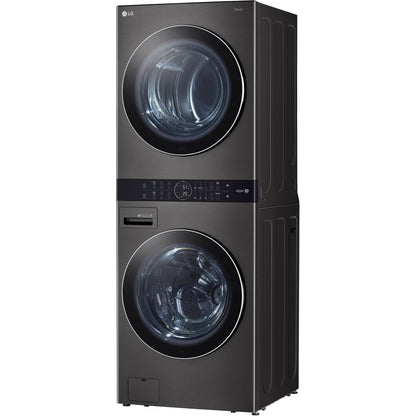 LG/WKEX200HBA - 4.5 CF / 7.4 CF Electric Washtower with Center Control - Black Steel