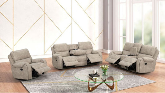 Titan1002-Stone OVERSIZED 3pc Reclining Set **NEW ARRIVAL**